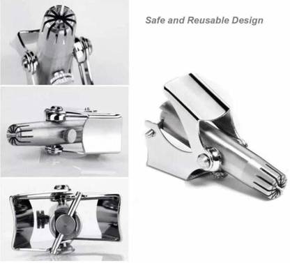HKZ-YG Silver Manual Nose Hair Trimmer Portable Stainless Steel Hair Remover Grooming Kit 20 min  Runtime 2 Length Settings