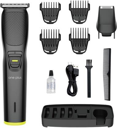 One Plus OP 501 Cordless Professional 7 in 1 Grooming Kit With Hook Hanger Washable Trimmer 120 min  Runtime 12 Length Settings