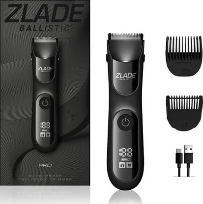 Zlade Pro Full-Body Manscaping Trimmer with Ceramic Blades Fully Waterproof Body Groomer 90 min Runtime 6 Length Settings