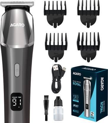 AGARO Royal Beard Trimmer For Men, High Precison Trimming, Cordless, Trimmer 120 min  Runtime 4 Length Settings