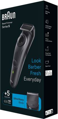 Braun Beard Trimmer 5, BT5420,Hair Clipper, Lifetime Sharp Blades,Waterproof Trimmer 100 min Runtime 40 Length Settings