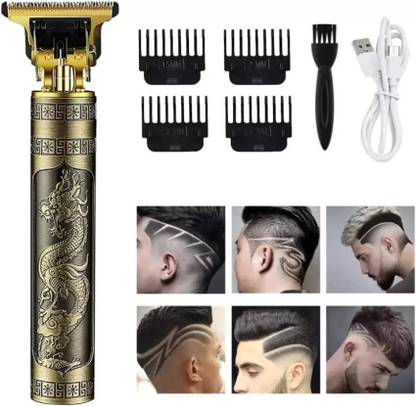 RACCOON Golden Metal Body Professional Rechargeable Men Cordless Hair Clipper Fully Waterproof Trimmer 60 min Runtime 5 Length Settings