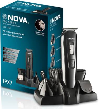 NOVA NG 1151 100 % waterproof Fully Waterproof Trimmer 60 min  Runtime 18 Length Settings