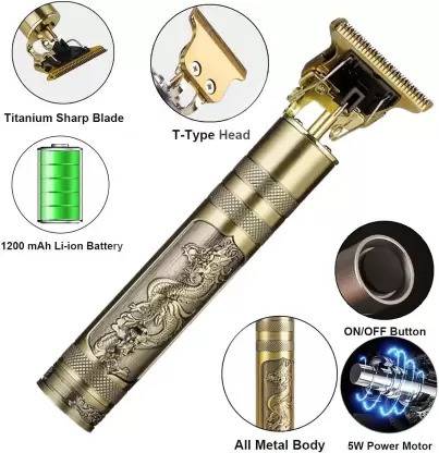 UZAN Professional Golden t99 Trimmer Haircut Grooming Kit Metal Body Rechargeable Fully Waterproof Grooming Kit 90 min  Runtime 4 Length Settings