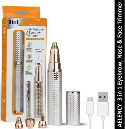 AELENCY Painless 3 IN 1 Eyebrow Trimmer for women nose, ear & face hair removal Trimmer 120 min  Runtime 0 Length Settings