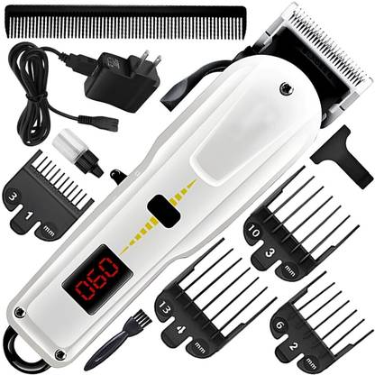 eKL 2000mAh Battery Rechargeable Heavy Duty Steel Blade Hair Clipper Beard Moustache Fully Waterproof Trimmer 240 min  Runtime 4 Length Settings