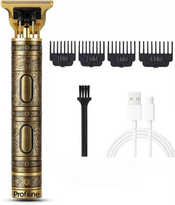 Profiline Best Vintage T9 Hair cutting Machine Waterproof and USB Rechargeable Trimmer 60 min  Runtime 4 Length Settings
