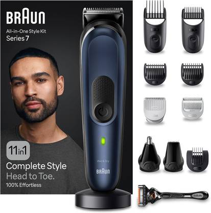 Braun MGK7450 11-in-1 Style Kit for men,Shape,Shave,Hair,Ear,Nose,Sensitive areas Grooming Kit 100 min  Runtime 11 Length Settings