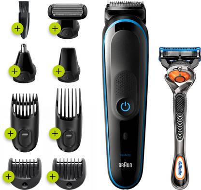 Braun 9-in-1 Trimmer MGK5280 Beard Trimmer, Body Grooming Kit & Hair Clipper, 100min run time Grooming Kit 100 min  Runtime 13 Length Settings