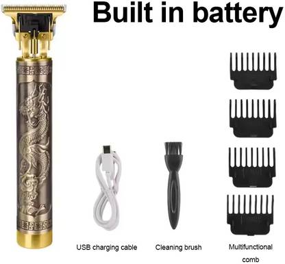 Profiline USB Rechargeable 0.0mm Trimmer Hair Clipper Salon Wireless Razor Electric T9 Trimmer 60 min  Runtime 0 Length Settings