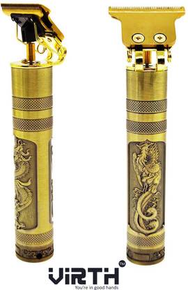Virth Golden Hair Trimmer, Zero Gapped Cordless T-Blade Hair Clippers for Men Beard Trimmer 120 min  Runtime 4 Length Settings