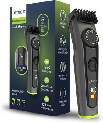athian Razed Cordless Hair & Body Trimmer Body Groomer 120 min  Runtime 20 Length Settings
