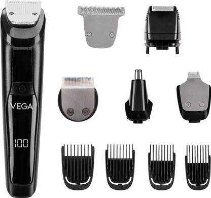 VEGA 9-in-1 Multi-Grooming Set with Beard/Hair Trimmer, Nose Trimmer & Body Groomer And Shaver, (VHTH-21) Grooming Kit 80 min  Runtime 4 Length Settings