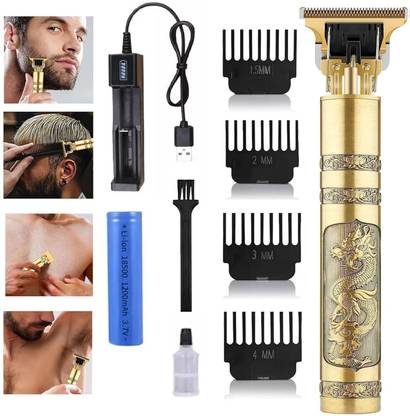 Leemoza Pro+ Golden Wireless Trimmer, Multiple Combs, Shaver, Beard Quality Professional Trimmer 120 min  Runtime 4 Length Settings