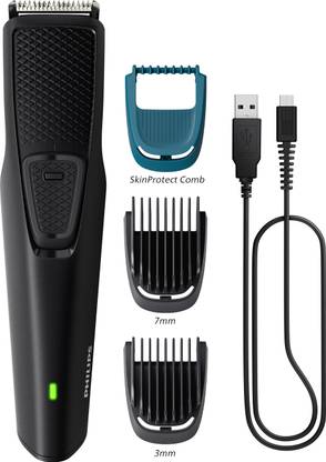 PHILIPS BT1233/18 Dura Power Tech, 4X Longer Battery, Skin Safe Waterproof Beard Trimmer 30 min  Runtime 4 Length Settings