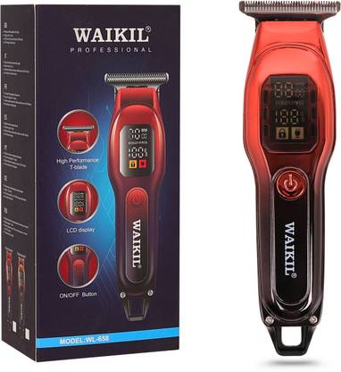 WAIKIL WL-658 Professional Cordless Trimmer for Men with LCD Display & T-Blade Fully Waterproof Trimmer 180 min  Runtime 4 Length Settings