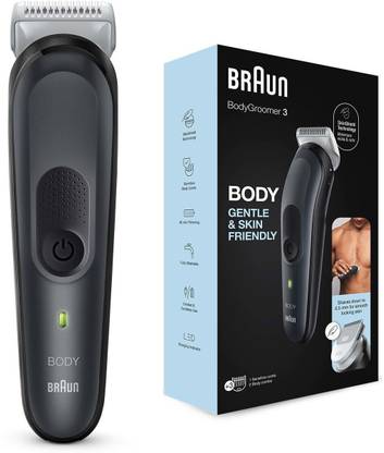 Braun Body Groomer 3 for Men, BG3340, Manscaping Tool, SkinShield Tech, Sensitive Comb Body Groomer 80 min  Runtime 3 Length Settings