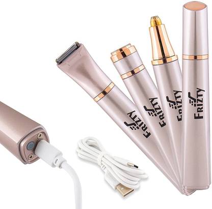 Frizty 3 in 1 Rechargeable Eyebrows Nose Underarms Women Portable With 1 Hour Runtime Fully Waterproof Trimmer 60 min  Runtime 0 Length Settings