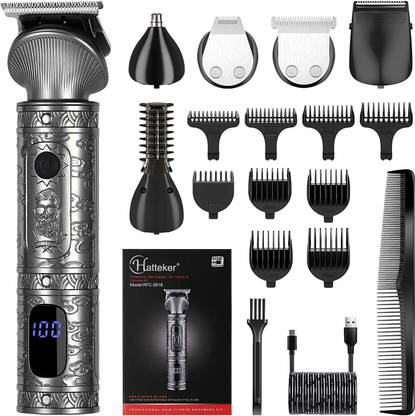 Hatteker Beard Trimmer Kit for Men Professional Hair Clipper Trimmer T-Blade Trimmer Grooming Kit 90 min  Runtime 9 Length Settings