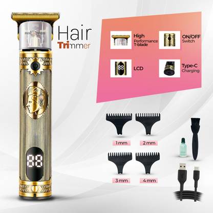 Daily Needs Shop Hair Trimmer/Shaver/Clipper For Men Salon With Smart LCD Display C-Type Charging Trimmer 120 min  Runtime 3 Length Settings