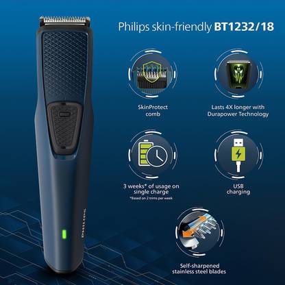 PHILIPS 1232/18 Trimmer 30 min  Runtime 3 Length Settings