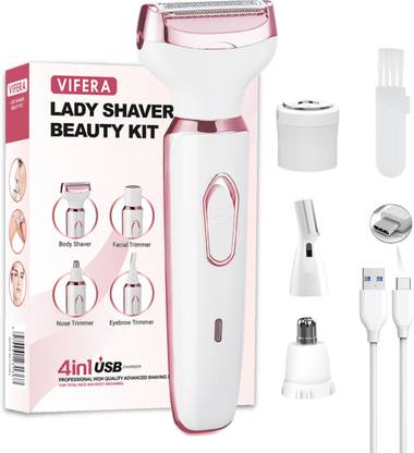 VIFERA Bikini trimmer for women 4 in 1 bikini trimmer for women Fully Waterproof Body Groomer 90 min  Runtime 0 Length Settings