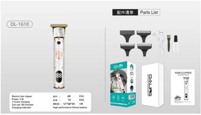 DCH DL-1610 White Rechargeable Hair Trimmer For Men and Boys With LCD Display Trimmer 120 min  Runtime 2 Length Settings