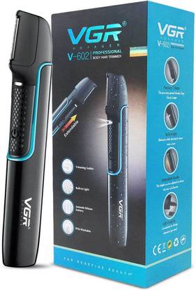 VGR V-602 Professional Body Hair Trimmer with Built-in Light & Extendable handle Fully Waterproof Trimmer 120 min  Runtime 6 Length Settings