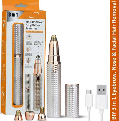BIY ENTERPRISE 3 IN 1 Eyebrow Trimmer For Women,Face,ear,upper Lips & Nose Hair Removal Trimmer 120 min  Runtime 0 Length Settings