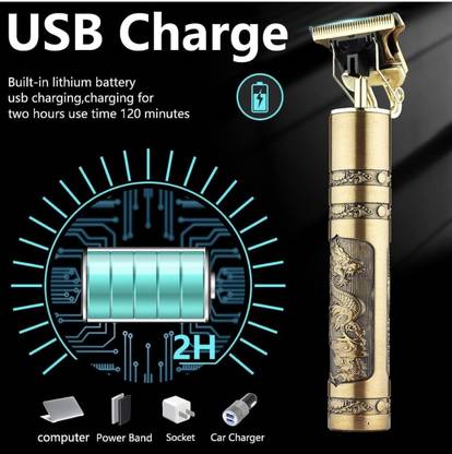 BRSS Metal Men's Hair Trimmer Heavy Quality Rechargeable Trimmer Machines Trimmer 300 min  Runtime 4 Length Settings