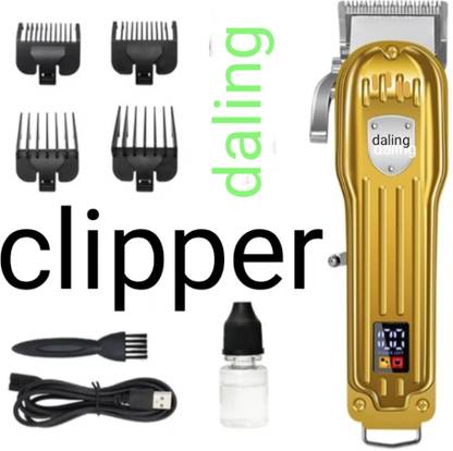 DALING Hair cutting golden clipper and trimmer lcd display rechargeable for men Trimmer 120 min  Runtime 4 Length Settings