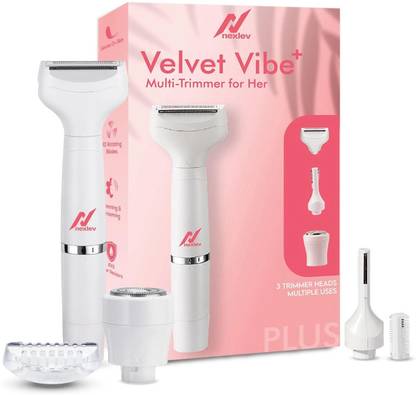 Nexlev T-02 Velvet Vibe Multi-Trimmer | 3 Heads, 2 Combs | Portable Trimmer 90 min  Runtime 6 Length Settings