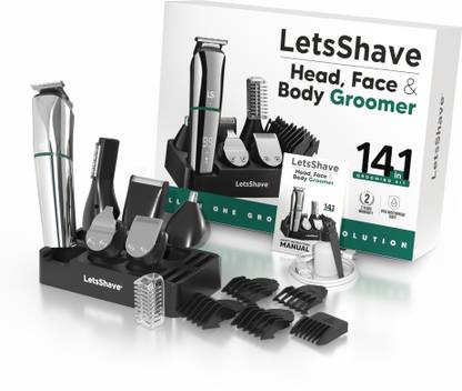 LetsShave Face and Body Groomer for Men Fully Waterproof Body Groomer 90 min  Runtime 12 Length Settings