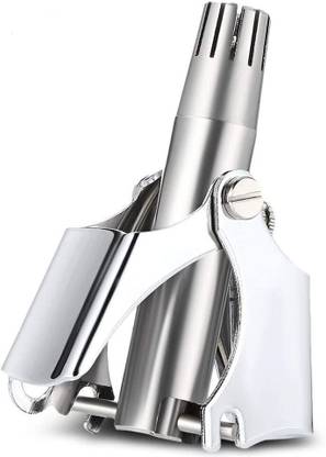 Queue New Manual Nose & Ear Hair Trimmer for Men & Women?No Batteries Required,Waterproof,Portable Quality Stainless Steel Nose Hair Remover Trimmer 10 min  Runtime 2 Length Settings