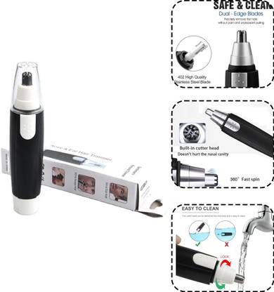Gridlab Battery-Operated Dual-edge Blades Waterproof Man Professional Nose and Ear Hair Trimmer 70 min  Runtime 0 Length Settings