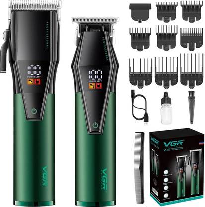 VGR V-677 Professional Salon Hair Clipper & Trimmer Combo Set Trimmer 440 min  Runtime 13 Length Settings