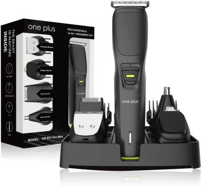 One Plus OP 531 Pro Max 14 in 1 Face, Body & Private Parts,DualCut Tehnology Grooming Kit Trimmer 120 min Runtime 4 Length Settings  (Black)