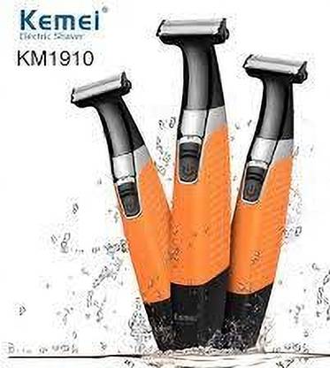 Kemei KM-1910 Rechargeable Waterproof Dual side Blade Trimmer With USB Cord Trimmer 55 min  Runtime 4 Length Settings