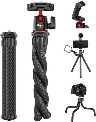 Hiffin UL (ANZI) Camera Tripod, Mini Flexible Tripod Stand with Hidden Phone Holder w Cold Shoe Mount, 1/4'' Screw for Magic Arm, Universal for i Phone 11 Pro Max XS Max X 8 7 Sam Sung Can on Tripod