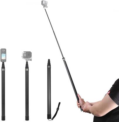 D & Y 116 inch/3m Invisible Selfie Stick for Insta360 ONE X2/R, Carbon Fiber Extension Monopod Kit