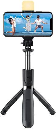 Growtechnohub R1S 3-in-1 Bluetooth Selfie Sticks with Flash, Detachable Wireless Remote G14 Monopod Kit, Tripod, Tripod Kit