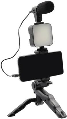 DHAN GRD Good Quality AY-49 Vlogging Kit with Microphone Tripod (BLACK) Monopod, Tripod Kit