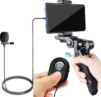 subton Mobile Tripod With Mic & Selfie Remote|For YouTube Live Vlog Reel Video Record Tripod, Tripod Bracket, Tripod Clamp, Tripod Kit