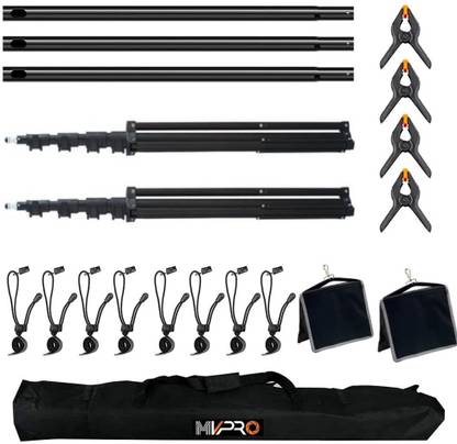VTS Photo Video Studio Backdrop Stand with 8 Spring & 4 Clips,8.5ft x 9ft Background Tripod Bracket