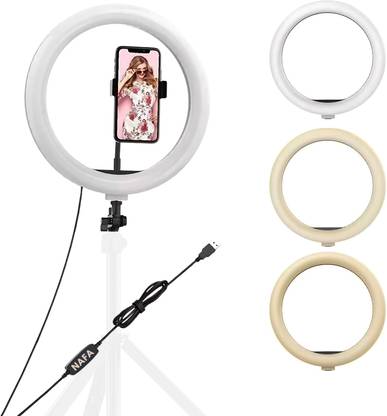 NAFA 10-Inch Ring Light with 3 Color Modes and 10 Brightness Levels with Mobile Clamp Tripod Clamp