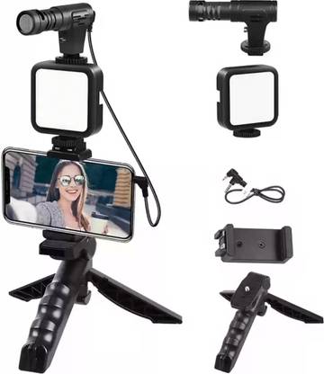 GT GLO TIME Vlogger Kit Microphone LED Fill Light Tripod for Phone Video kit Tripod Kit