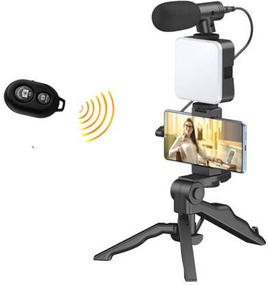 AFLAA Mobile Vlogging Kit with Tripod, LED Light, Microphone, Phone Holder & Remote Tripod Kit
