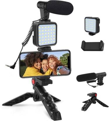 Nizix Vlog Kit with Microphone LED Light Tripod Remote Control for iPhone Android Tripod Kit