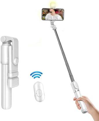 Suffain Selfie Stick with LED Fill Light Bluetooth Wireless Remote Black-White Lights Tripod Kit