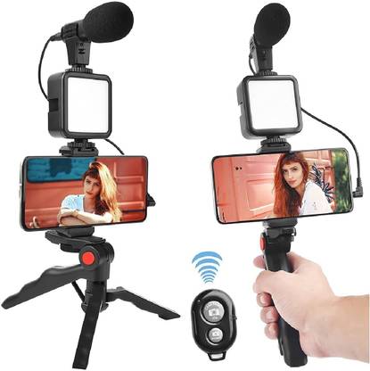 IIXINITE Mobile Vlogging Kit with Microphone Tripod Stand and LED Light Tripod Kit